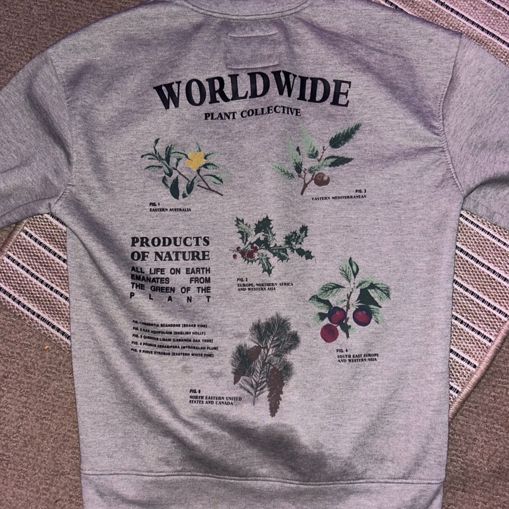 Gray crewneck large women’s worldwide plant collective production of nature